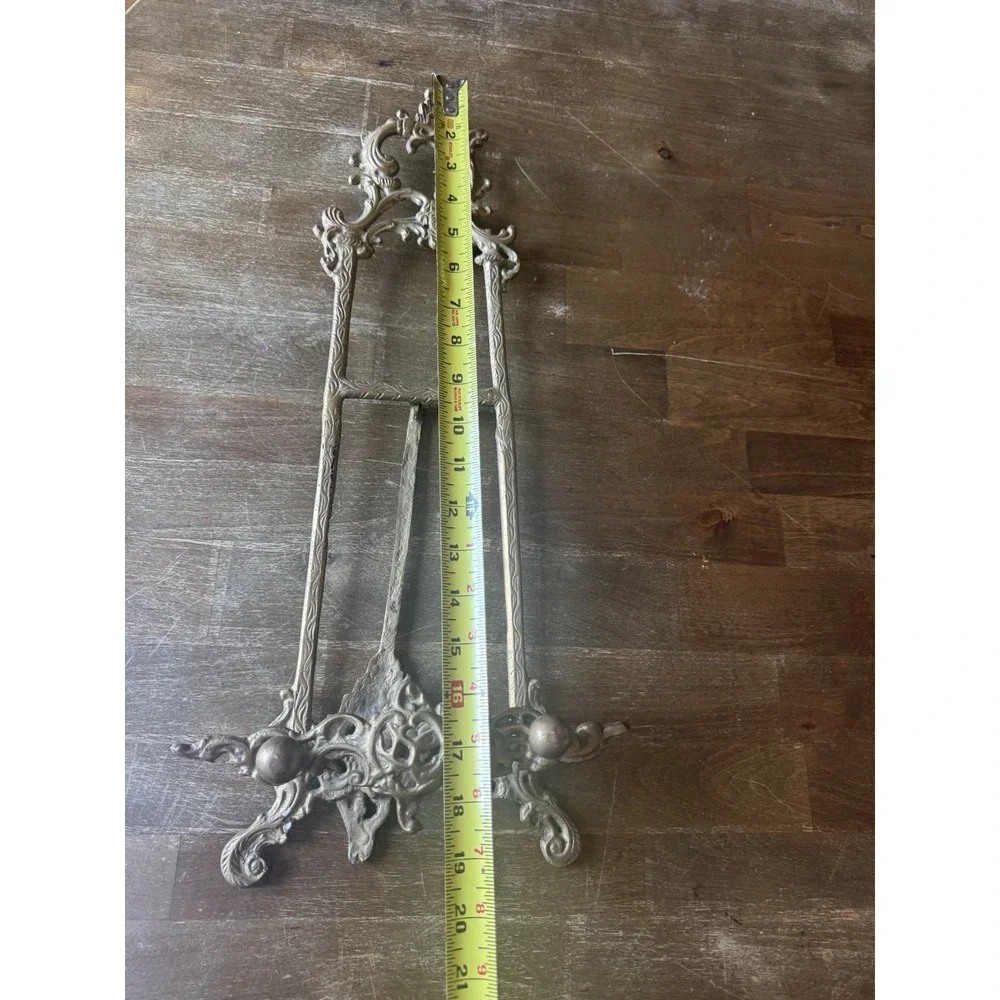 Vintage Ornate Brass Table Top Art Easel Wedding Photo Frame Display Stand 20